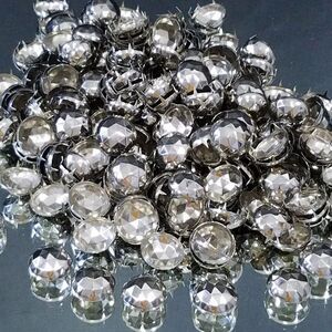 Silver Studs Large Domed 22 mm Denim Leather Shoes Upholstery 25 Pieces 7 Prong
